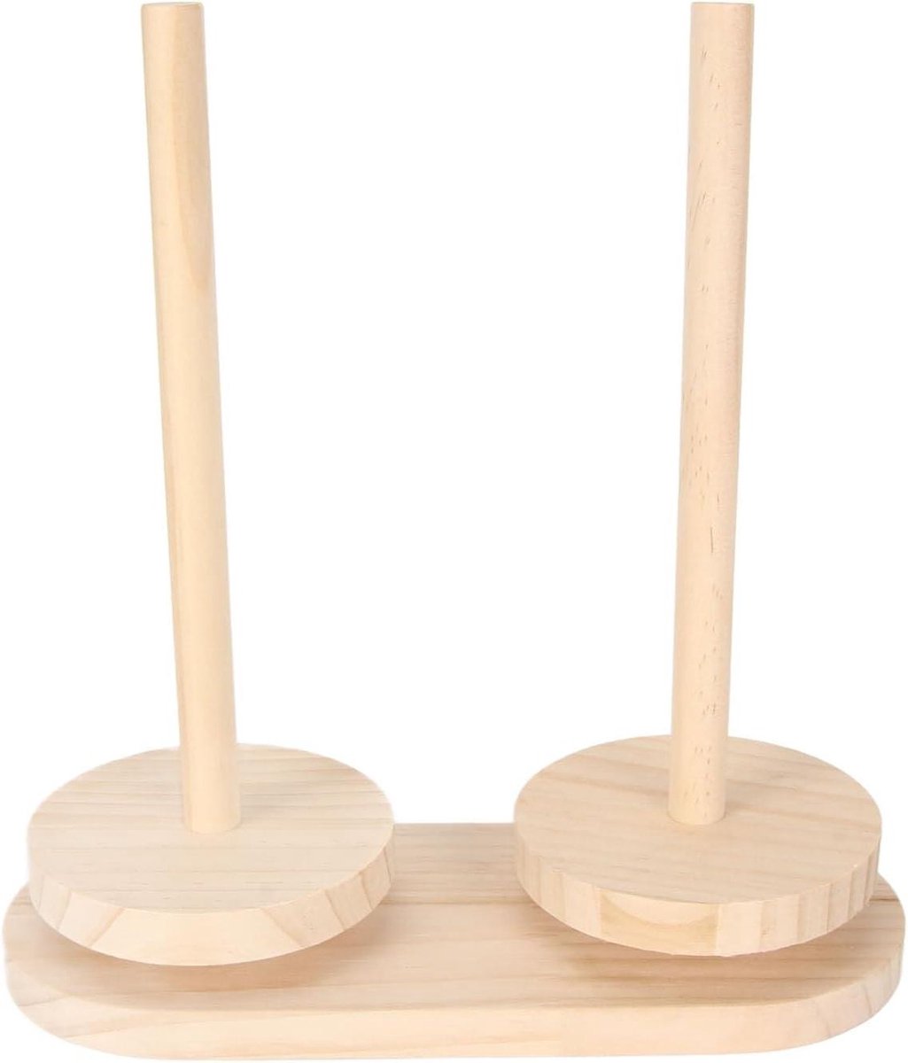 Smoakez - Houten Garen Houder Dubbel met Draaibare Standaard voor Wol | Opbergrek voor Garen | Haakgereedschap